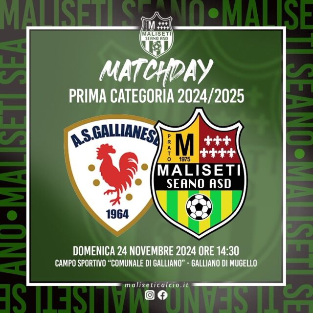 💪🏻 MATCHDAY - Campionato Prima Categoria Toscana 2024/2025 - girone D - giornata 11

📆 domenica 24 novembre 2024
⏰ 14:30
🏟️ Campo Sportivo “Comunale di Galliano” - Galliano di Mugello FI

Gallianese 🆚 Maliseti Seano A.S.D.

👤 AR Giulio Sgaramella sez. Pistoia

🔴🟡💪🏻

#malisetiseanosiamonoi
#MLST