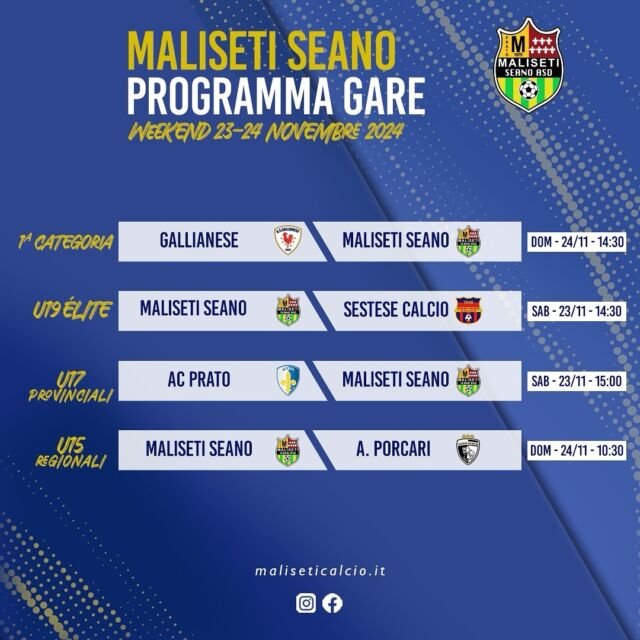 🗒️ Programma gare weekend 23-24 novembre 2024

🔴🟡💪🏻

#malisetiseanosiamonoi
#MLST