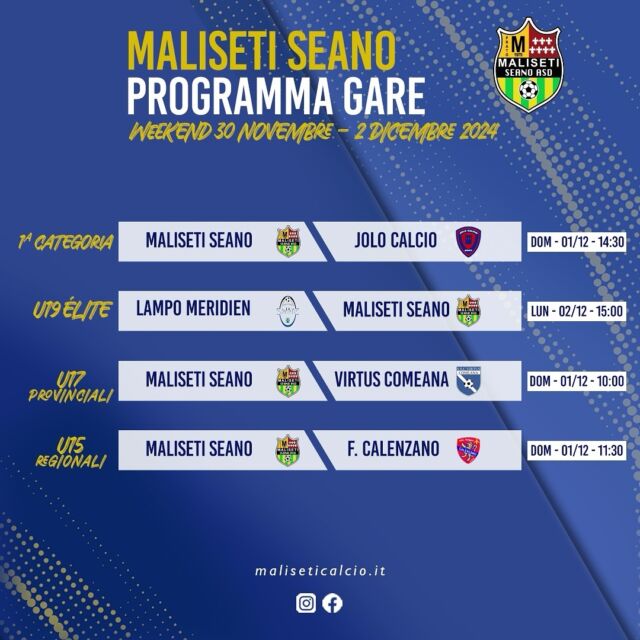 🗒️ Programma gare weekend 30 novembre-2 dicembre 2024

🔴🟡💪🏻

#malisetiseanosiamonoi
#MLST